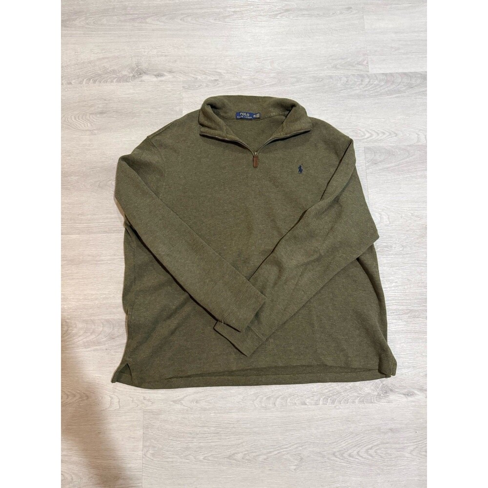 Polo Ralph Lauren Mens Olive Green  Quarter Zip Sweater Size XXL